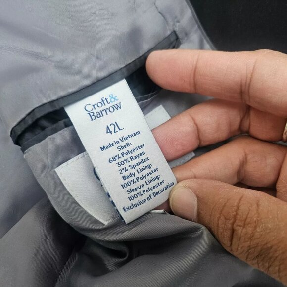 Croft & Barrow Men Blazer Black Classic Fit Sport Coat 2 Button Jacket Size 42L - Picture 8 of 8